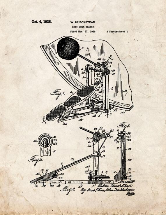 Bass Drum Beater Patent Print