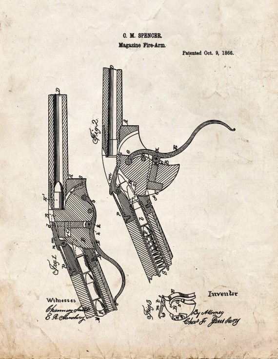 Magazine firearm Patent Print