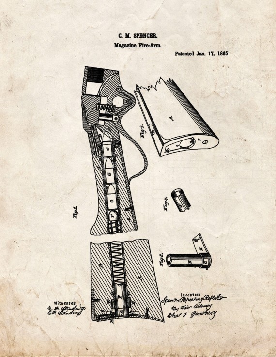 Magazine firearm Patent Print