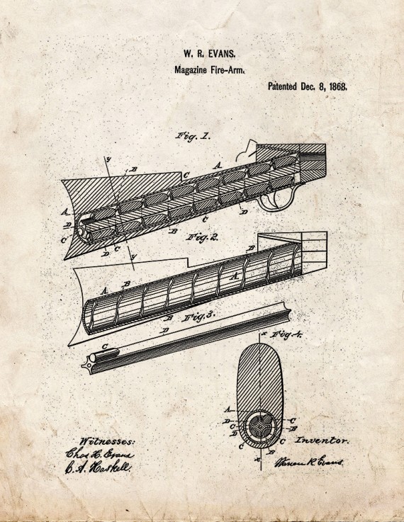 Magazine firearm Patent Print