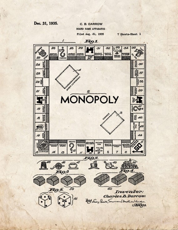 Monopoly Game Patent Print