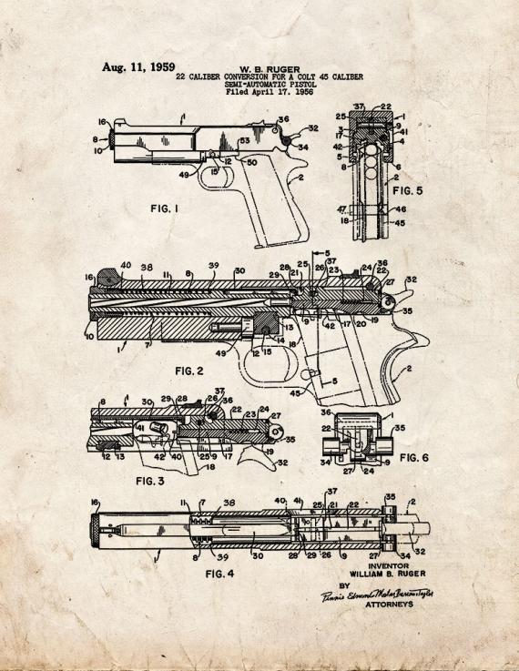 22 Caliber Conversion for A Colt 45 Caliber Semi-automatic Pistol Patent Print