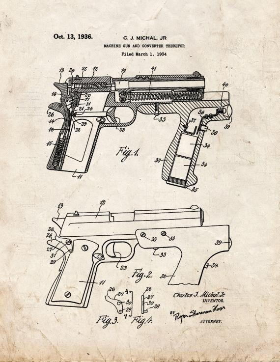 Machine Gun Patent Print