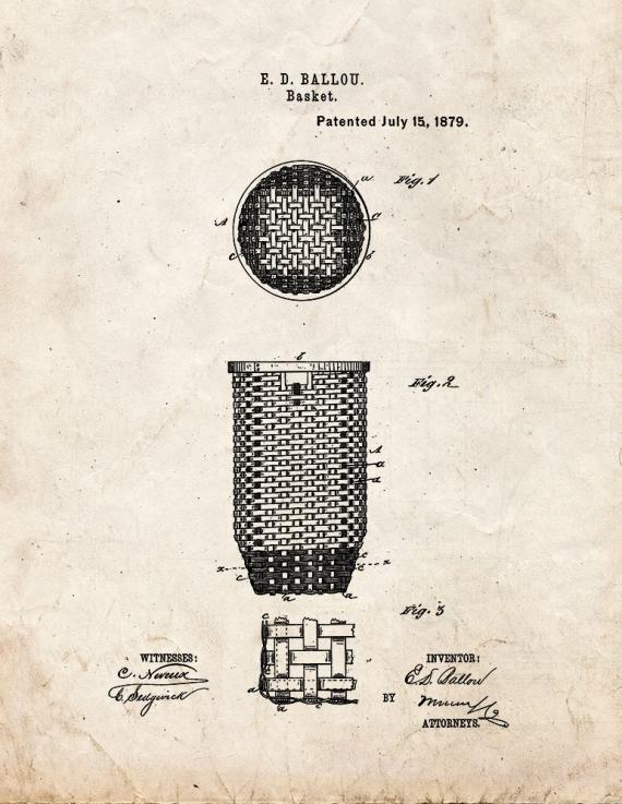 Basket Patent Print