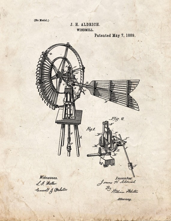 Windmill Patent Print