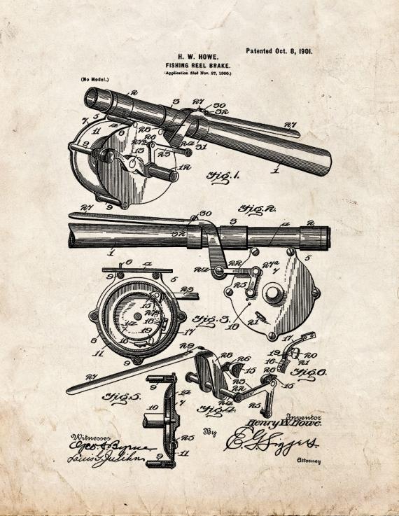 Fishing Reel Brake Patent Print