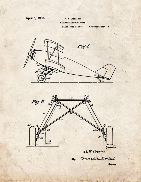 Aircraft Landing Gear Patent Print