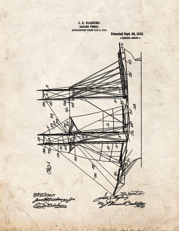 Sailing Vessel Patent Print