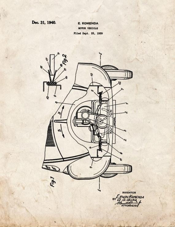 Motor Vehicle Patent Print