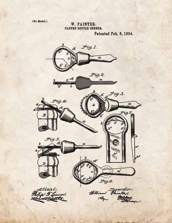 Capped-Bottle-Opener Patent Print
