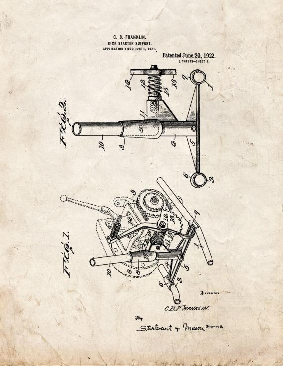 Kick-starter Support Patent Print