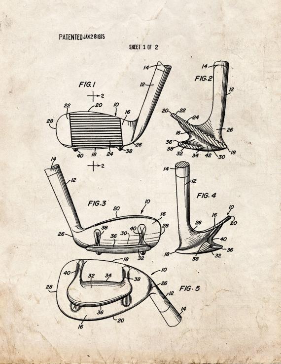 Wedge Type Golf Club Patent Print