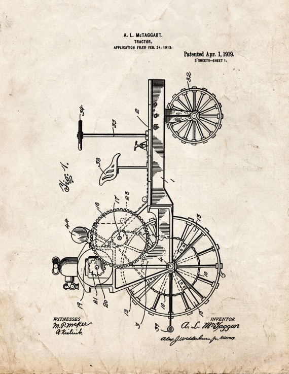 Tractor Patent Print