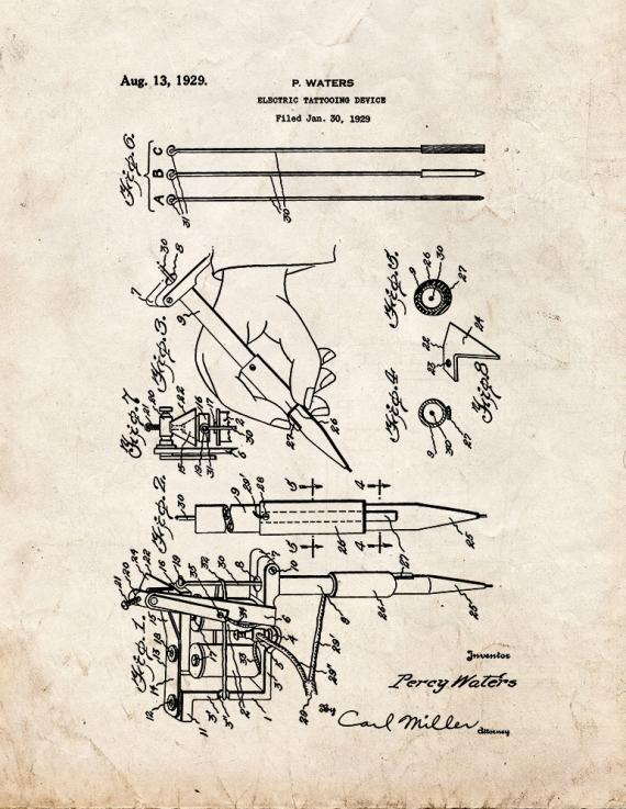 Electric Tattooing Device Patent Print