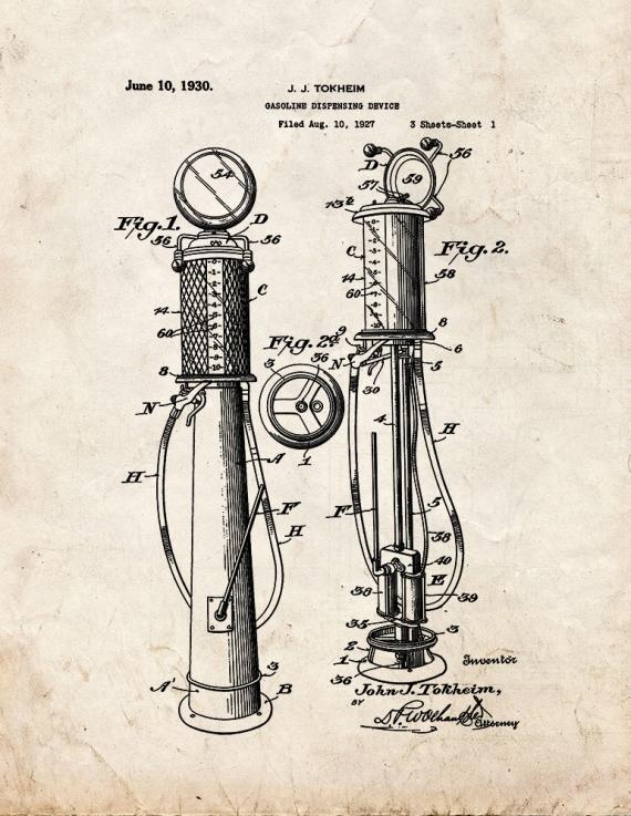 Gasoline-dispensing Device Patent Print