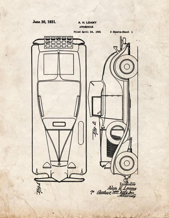 Auburn Coupe Automobile Patent Print