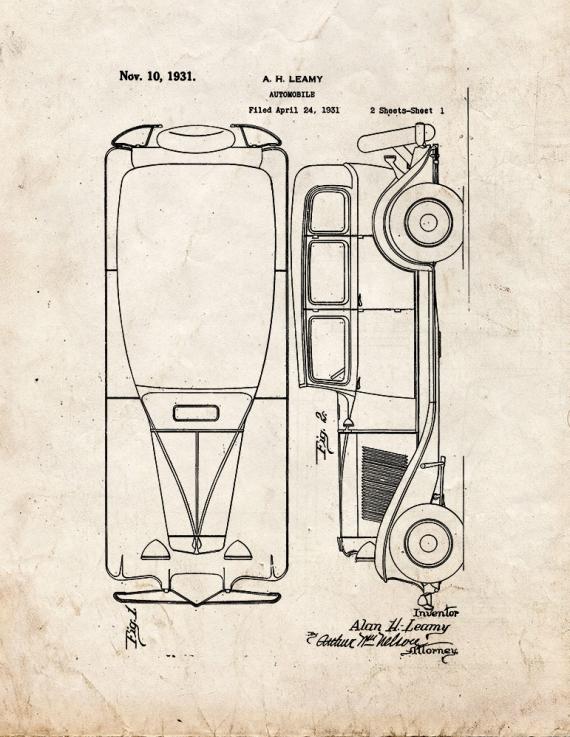 Auburn Sedan Automobile Patent Print