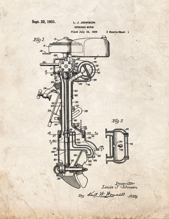 Outboard Motor Patent Print