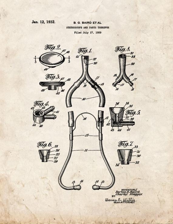 Stethoscope Patent Print