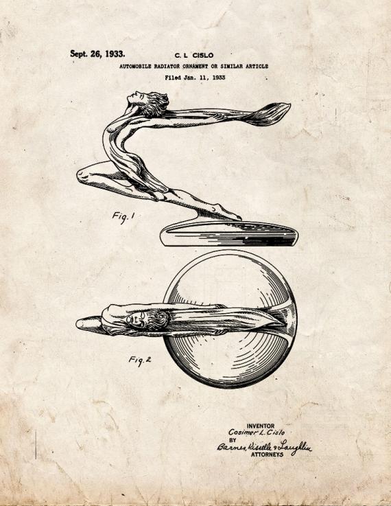 Buick Ornament Patent Print