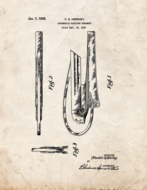 Pontiac Ornament Patent Print