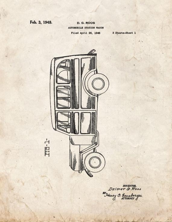 Automobile Station Wagon Patent Print