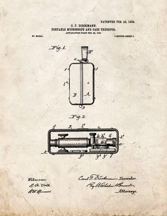 Portable Microscope And Case Patent Print