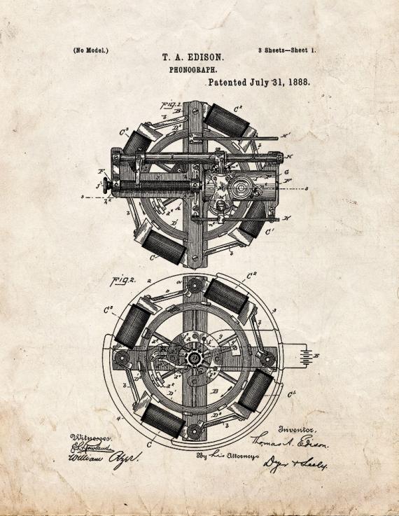 Phonograph Patent Print