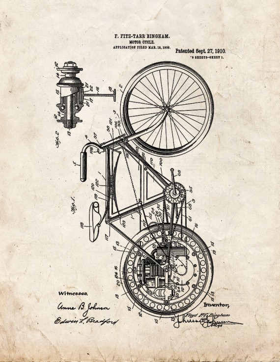 Motorcycle Patent Print