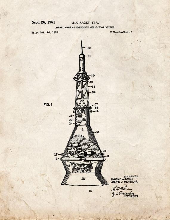 Aerial Capsule Emergency Separation Device Patent Print