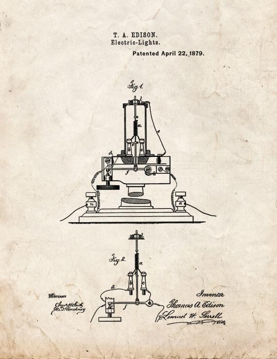Electric Light Patent Print