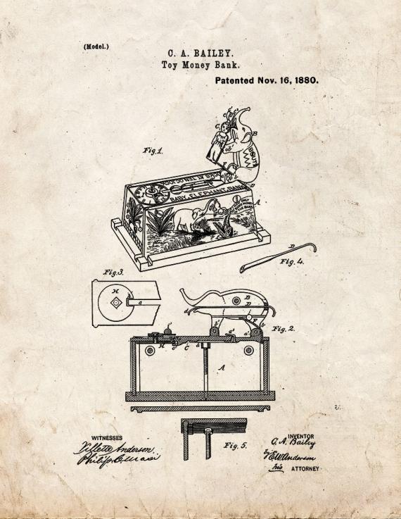 Toy Money-Bank Patent Print