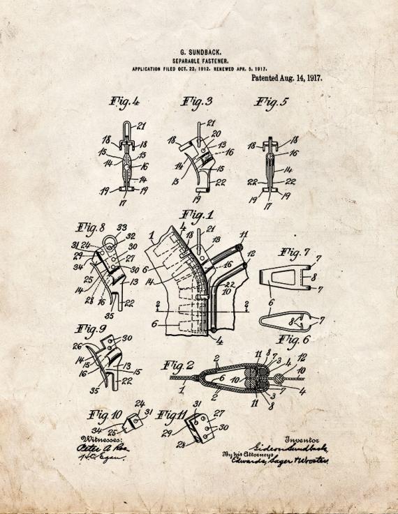 Separable Fastener Patent Print