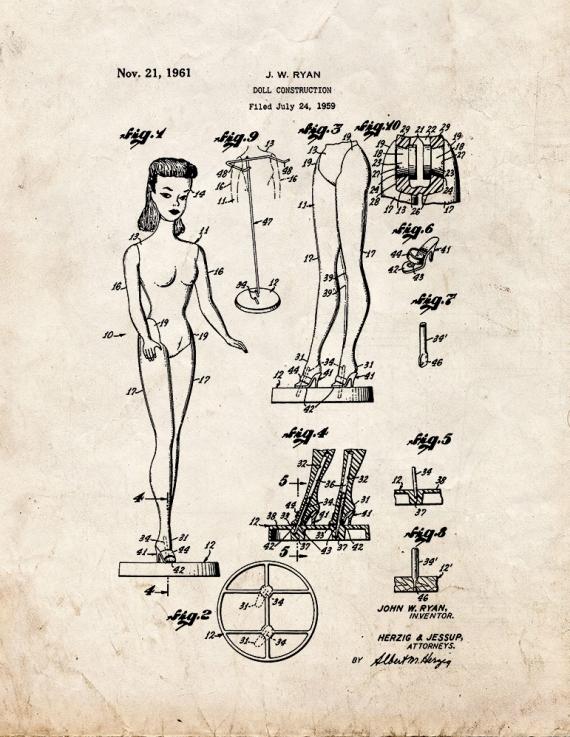 Barbie Doll Patent Print