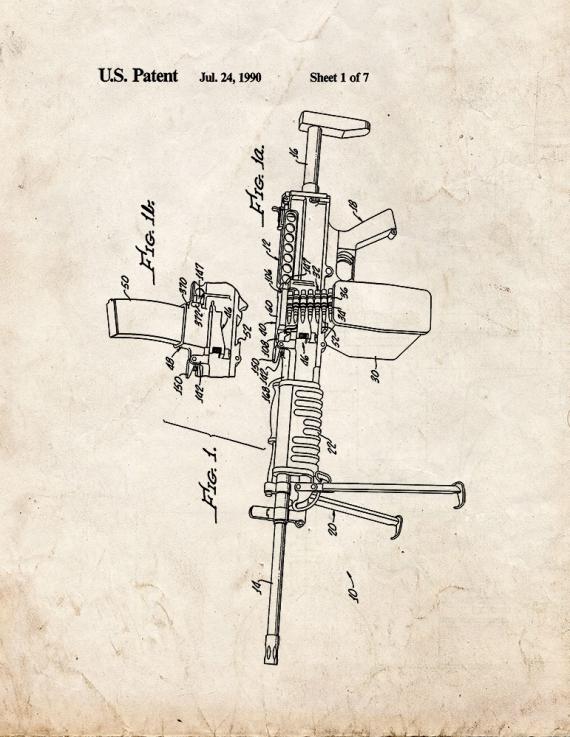 Convertible Belt/Clip-Fed Automatic Gun With Positive Shell Casing Ejection Patent Print