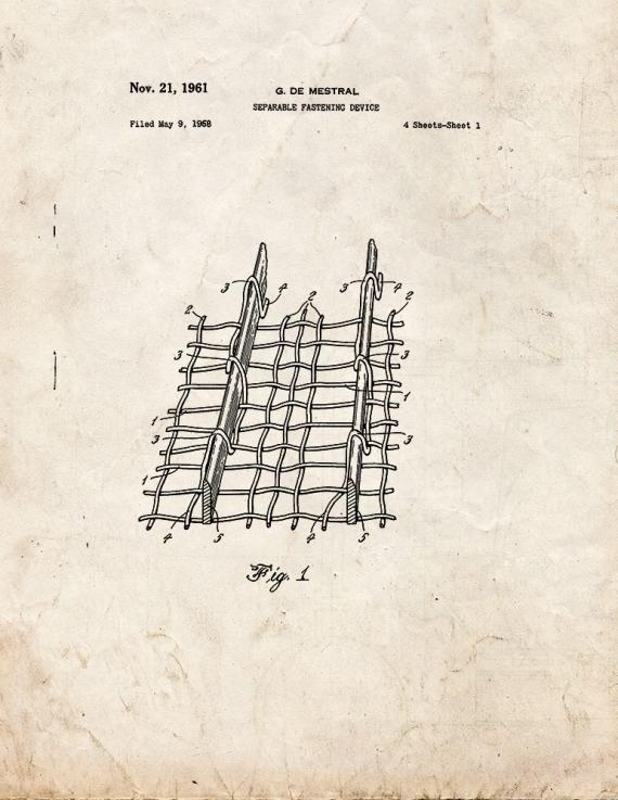 Separable Fastening Device Patent Print