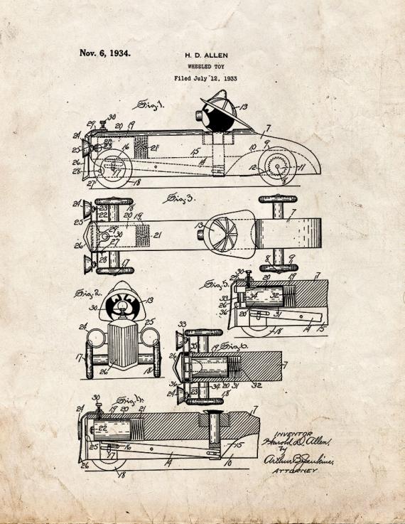 Wheeled Toy Patent Print