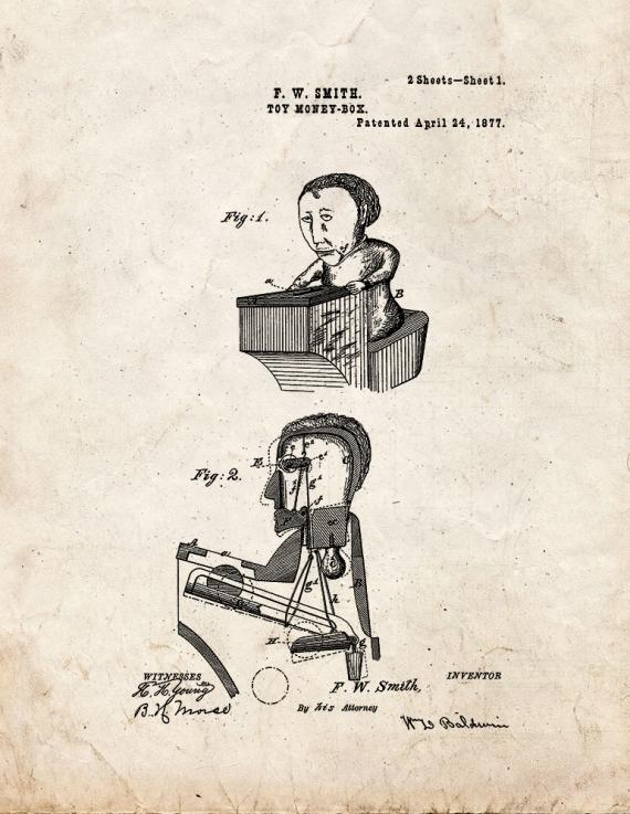 Toy Money Box Patent Print