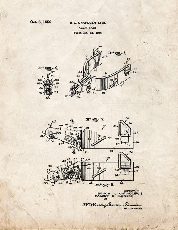 Riding Spurs Patent Print