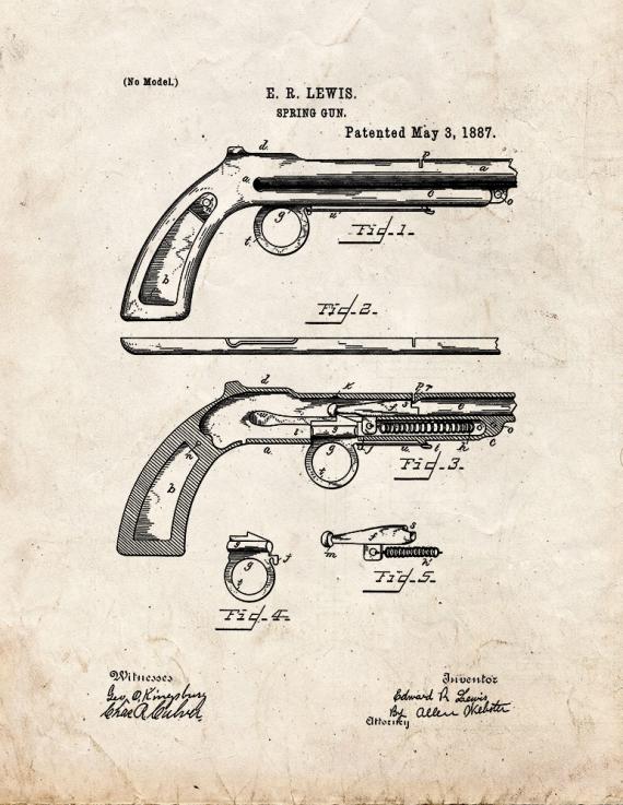 Spring Gun Patent Print