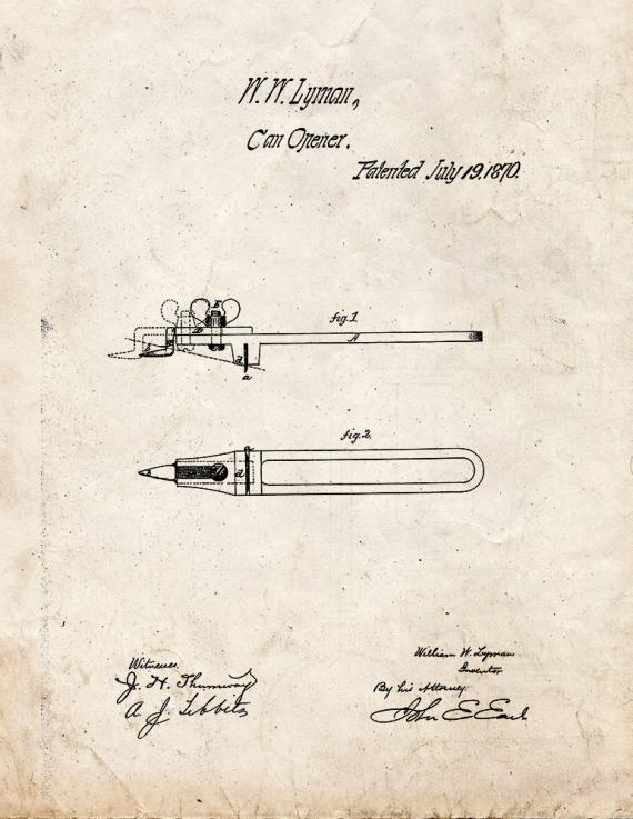 Can Opener Patent Print