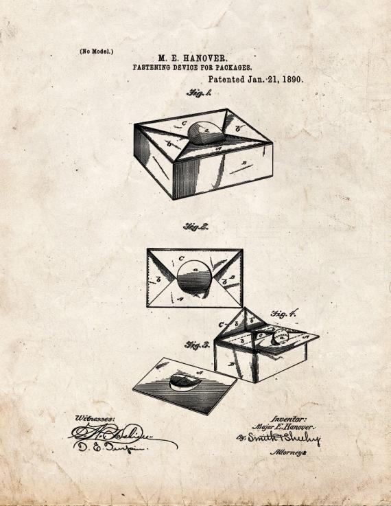 Fastening Device For Packages Patent Print