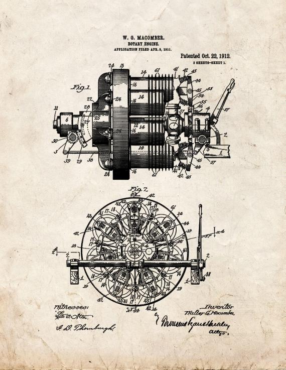 Rotary Engine Patent Print