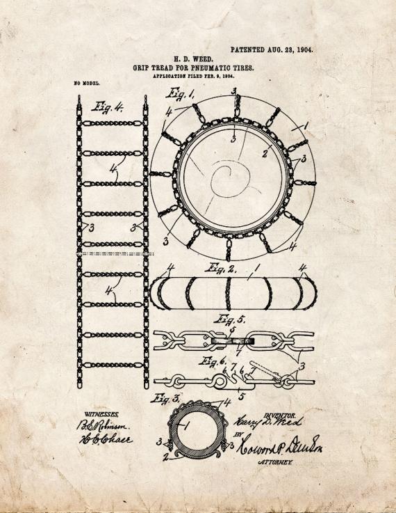 Grip-tread for Pneumatic Tires Patent Print