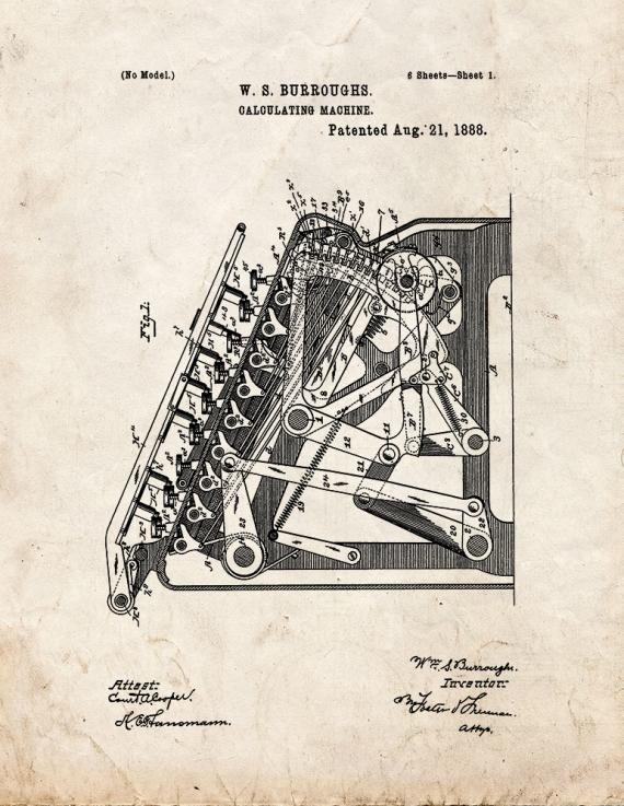 Calculating Machine Patent Print