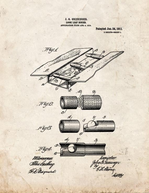 Loose-leaf Binder Patent Print