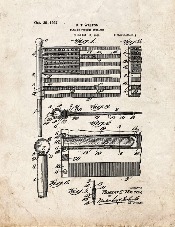 Flag or Pennant Spreader Patent Print