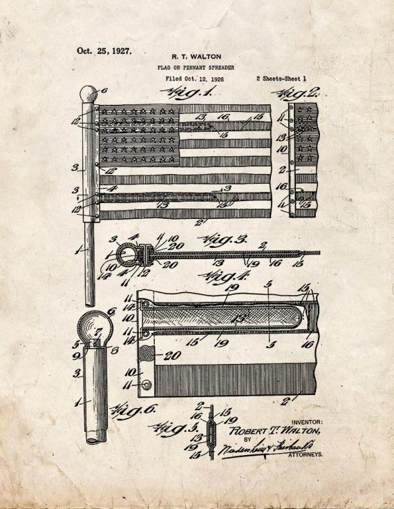 Flag or Pennant Spreader Patent Print