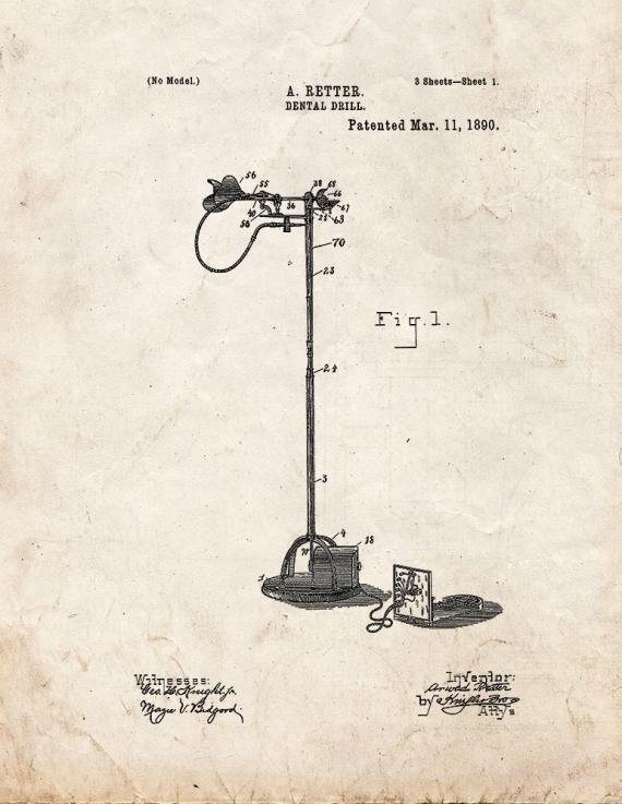 Dental Drill Patent Print