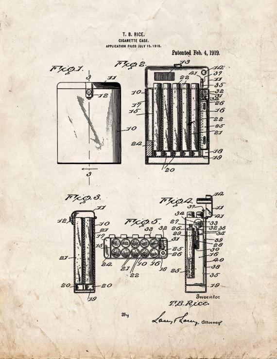 Cigarette Case Patent Print